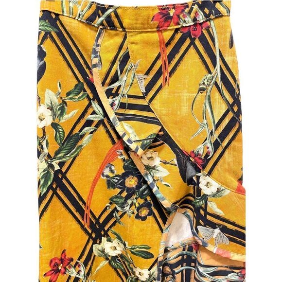 PATBO Floral Printed Knee-Length Ruffle Embellished Skirt with Slit | US 2| - Picture 11 of 12